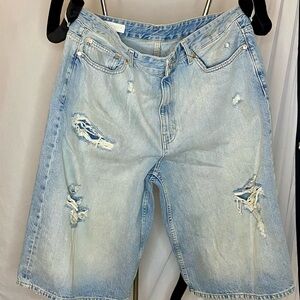 Zara Men's Faded Blue Jean Shorts